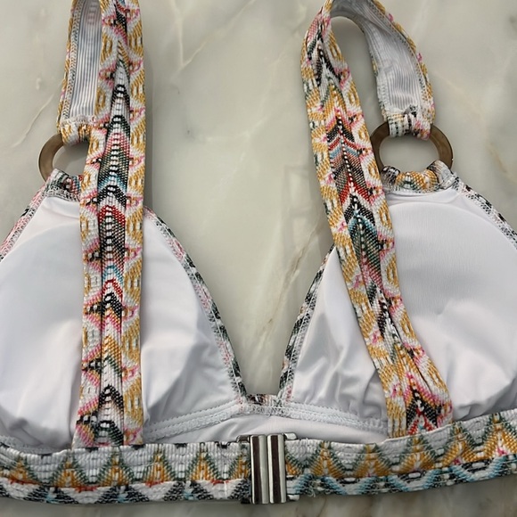 NWT Cupshe Chevron V-Neck Triangle Top & O-Ring Hipster Bikini Set - Picture 6 of 9